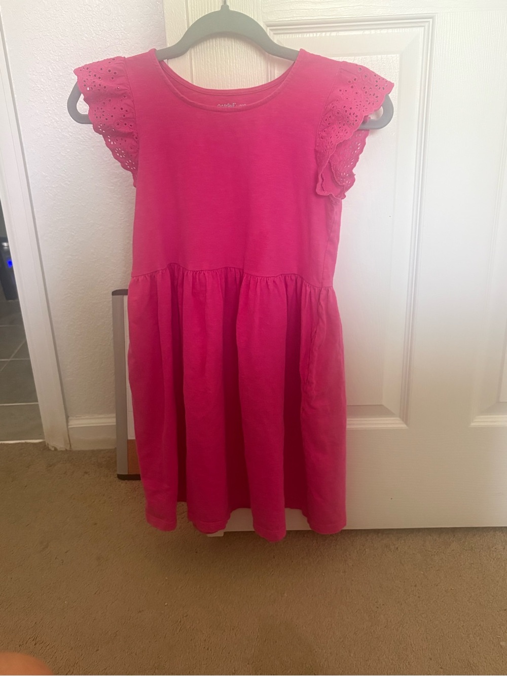 Cat & Jack Hot Pink Eyelet Flutter Sleeve Dress